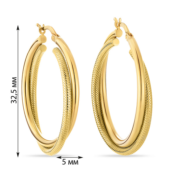 Золотые серьги-кольца в желтом цвете металла (арт. 100488/35ж) – изображение 2