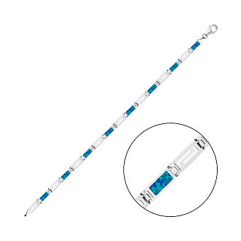 Фото Серебряный браслет с синим опалом (арт. 7509/3166Пос)