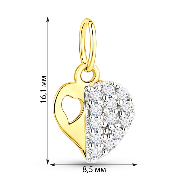 Подвес Сердце из желтого золота с фианитами (арт. 423080ж) – изображение 4
