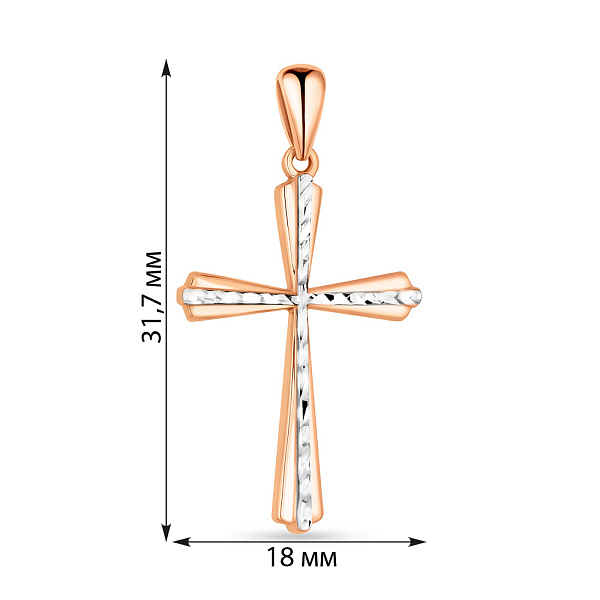 Крестик из красного золота с алмазной гранью (арт. 440753) – изображение 2