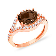 Золотое кольцо с кварцем и фианитами (арт. 151271к)