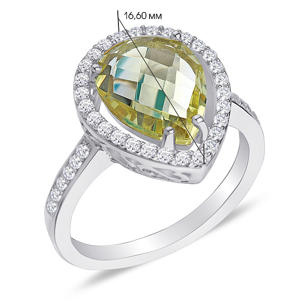 Серебряное кольцо с кварцем и фианитами (арт. 7001/4123Пкж) – изображение 2