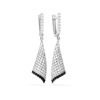 Сережки-підвіски з білого золота з фіанітами (арт. 110240бч)