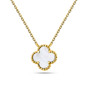 Серебряное колье с желтым родированием и с перламутром (арт. 7507/470/15жп)