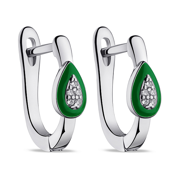 Серьги из серебра с эмалью и фианитами (арт. 7502/9497ез) – изображение 1