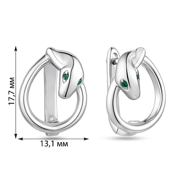 Серебряные серьги змея с альпинитами (арт. 7502/10553аз) – изображение 2