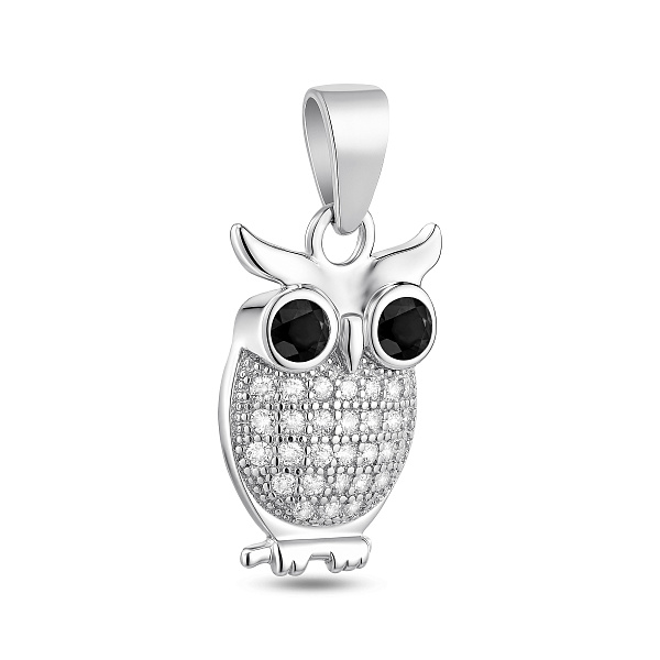 Серебряная подвеска сова с фианитами (арт. 7503/4860ч) – изображение 1