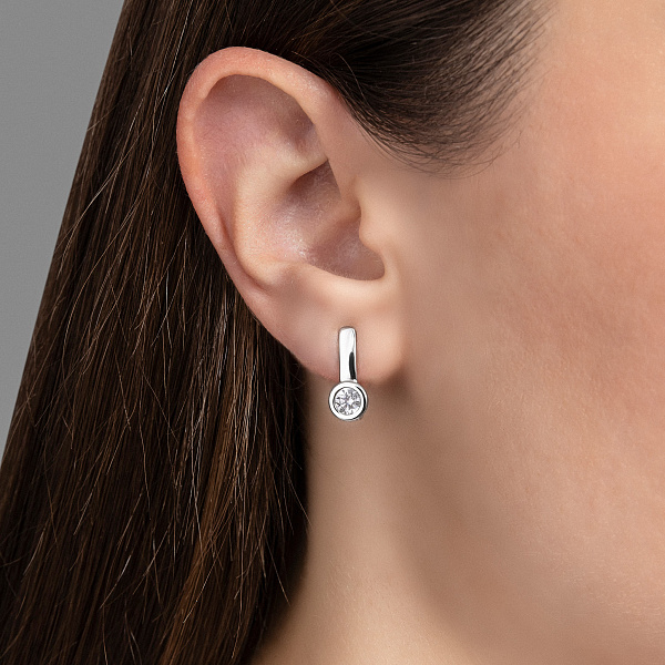 Серьги из белого золота с фианитами (арт. 118700б) – изображение 2