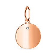 Подвес из красного золота круглой формы с одним фианитом (арт. 424509)