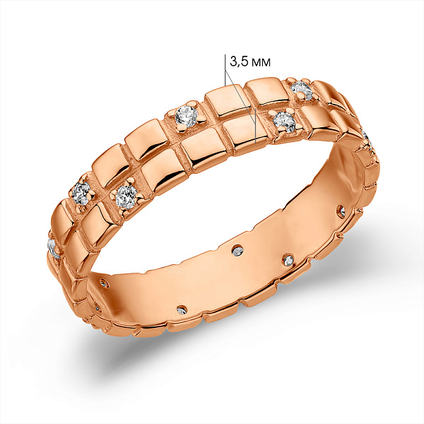 Кольцо из красного золота с фианитами (арт. 1111605101) – изображение 3