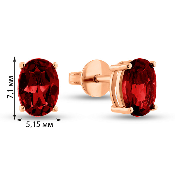 Сережки-пусети із золота з гранатом (арт. 111232Пк) – зображення 4