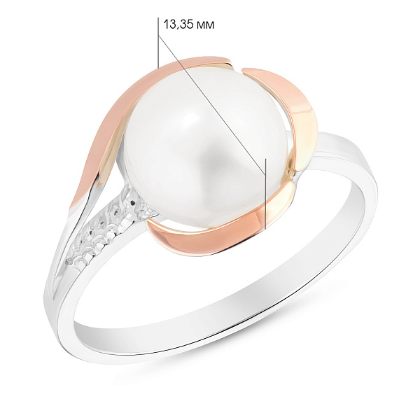 Срібна каблучка з перлами (арт. 7201/260жбкп) – зображення 2