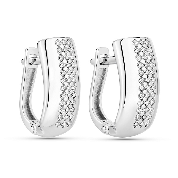 Серьги из белого золота с фианитами (арт. 119000б) – изображение 1