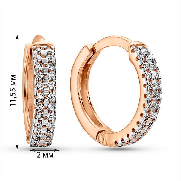 Серьги-кольца из красного золота с бриллиантами (арт. С011642010) – изображение 3