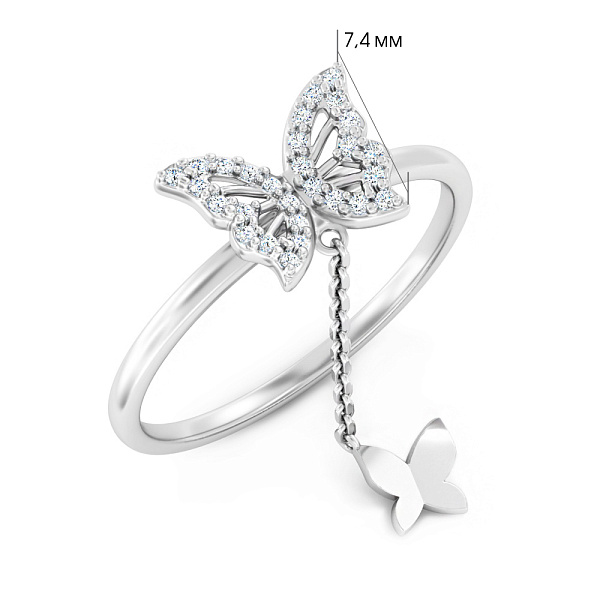 Золотое кольцо Бабочка с бриллиантами (арт. К011765005б) – изображение 2