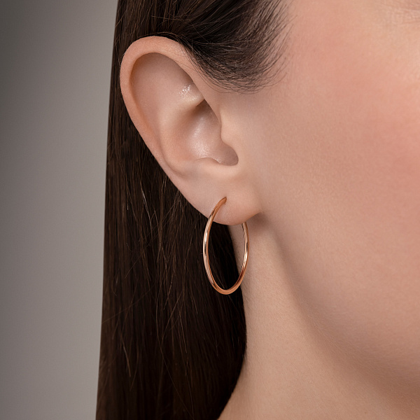 Серьги-кольца из золота без камней (арт. 122600/25) – изображение 2
