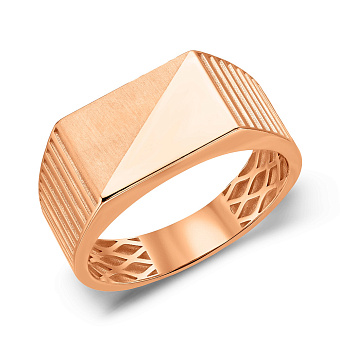 Фото Золотая печатка без камней (арт. 180521)