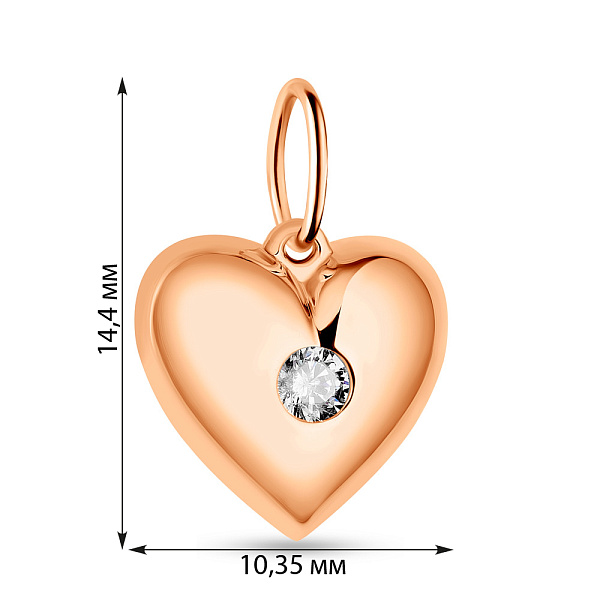 Золотой подвес "Сердце" с одним фианитом (арт. 424293) – изображение 2