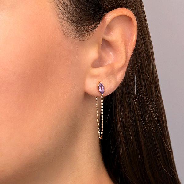 Золотые серьги с аметистом (арт. 110094Па) – изображение 2
