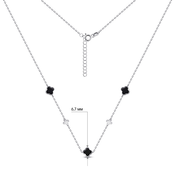 Серебряное колье Клевер с ониксом (арт. 7507/2318/7о) – изображение 3