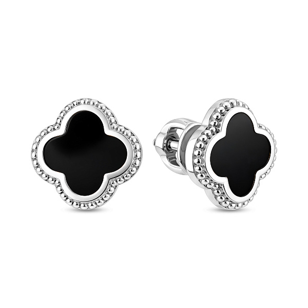 Золотые серьги пусеты с эмалью (арт. 1101128беч) – изображение 1