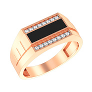 Фото Золотая печатка с эмалью и фианитами (арт. 170066)