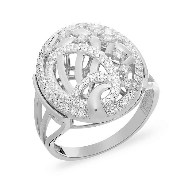 Кольцо из белого золота с фианитами (арт. 140661б) – изображение 1