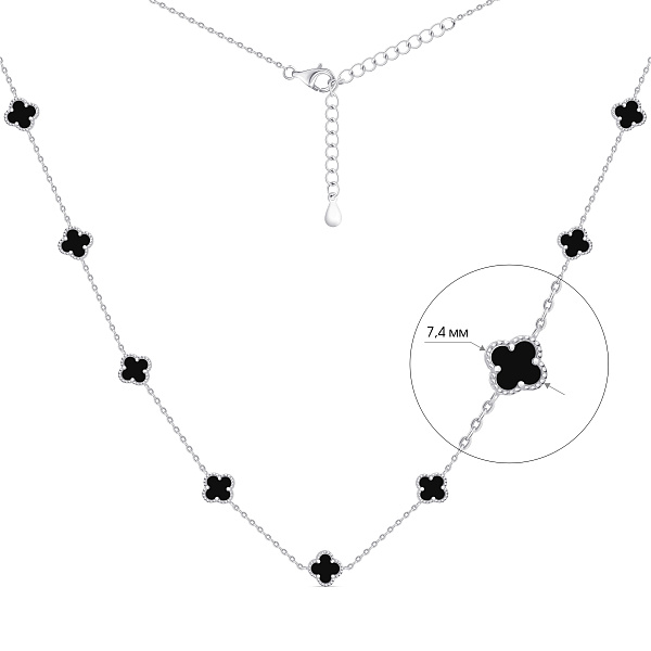 Срібне кольє з оніксом (арт. 7507/1188/7о) – зображення 2