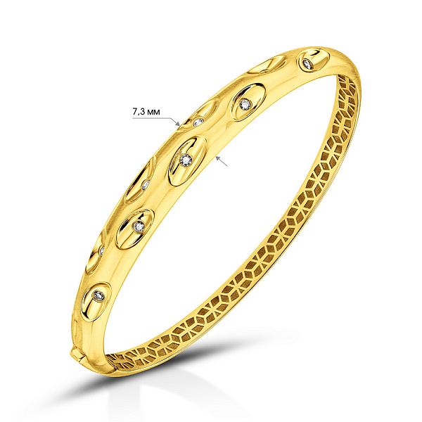Жорсткий браслет з жовтого золота з фіанітами (арт. 326363жм) – зображення 2