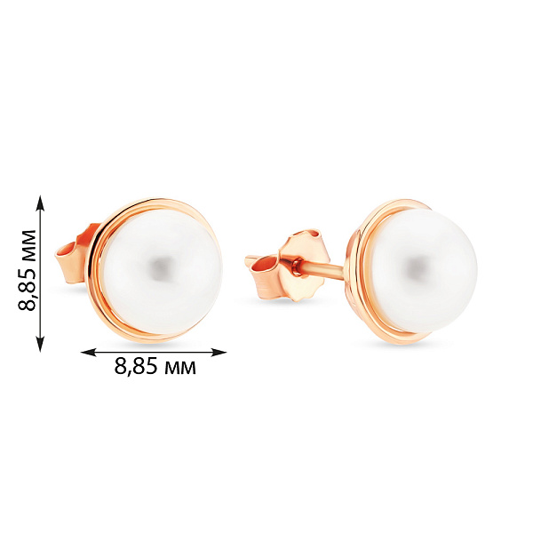 Золотые серьги пусеты с жемчугом (арт. 101773прлб) – изображение 3