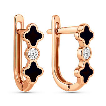 Сережки золотые с эмалью и фианитами (арт. 111124ч)