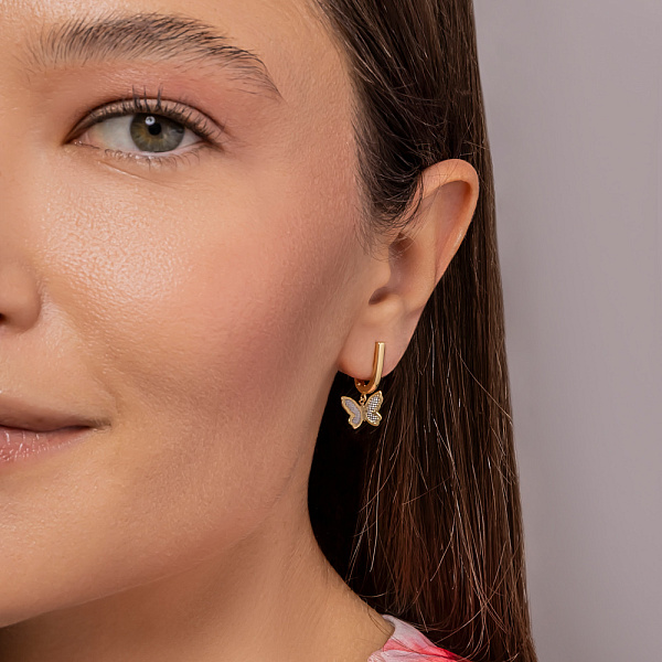 Серьги-подвески из желтого золота Бабочки (арт. 110471ж) – изображение 3