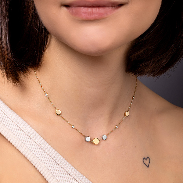 Кольє з жовтого і білого золота з фіанітами (арт. 352658жб) – зображення 2