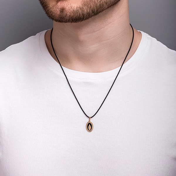 Золота ладанка Божа Матір з емаллю (арт. 440935еч) – зображення 4