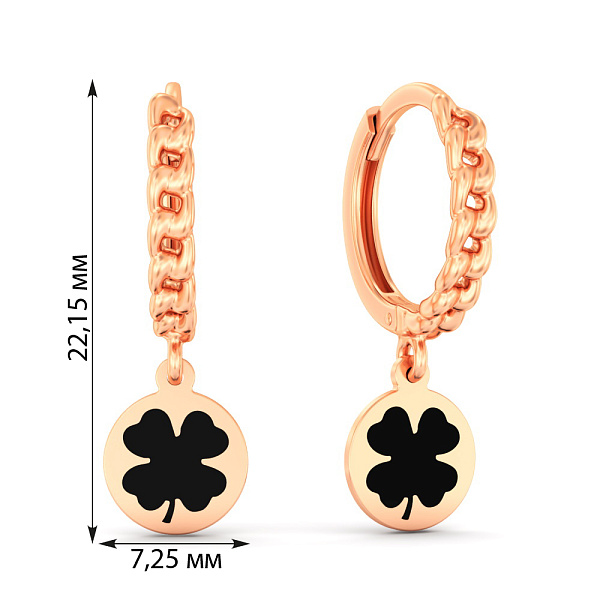 Золотые серьги Клевер (арт. 111318еч) – изображение 4