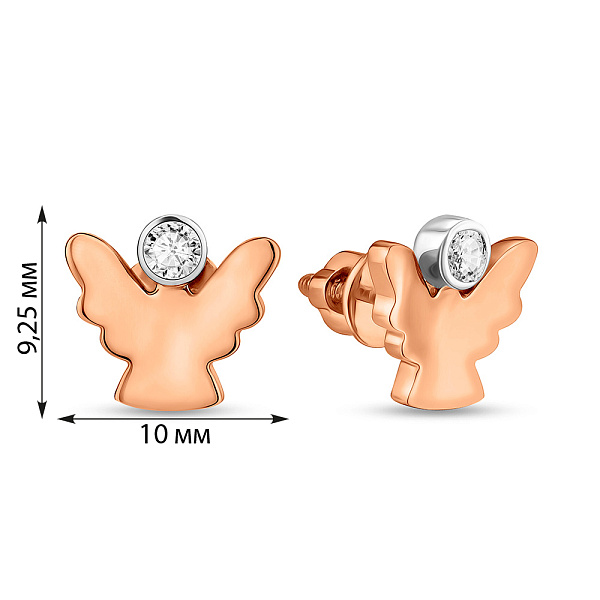 Золоті сережки пусети Янголи з фіанітами для дітей (арт. 111084) – зображення 4