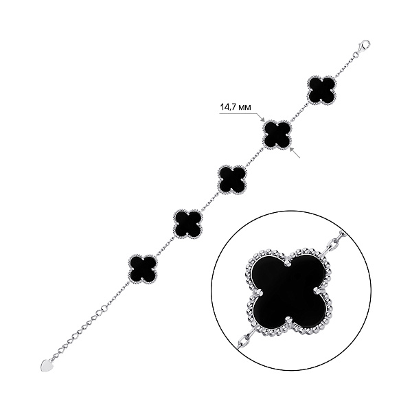 Серебряный браслет с ониксом (арт. 7509/1265/15о) – изображение 2