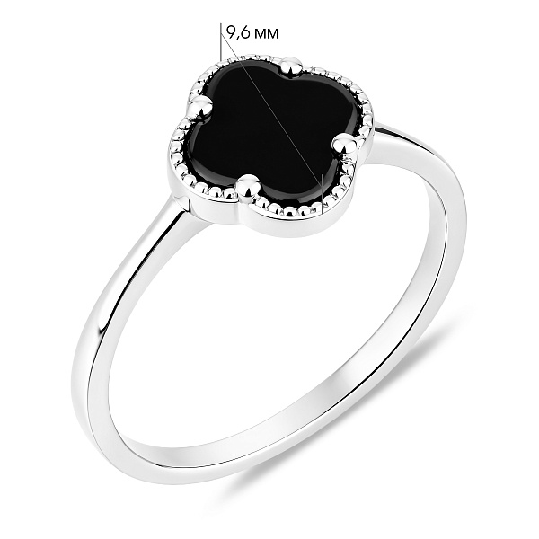 Срібна каблучка Конюшина з оніксом (арт. 7501/8492/9о) – зображення 2