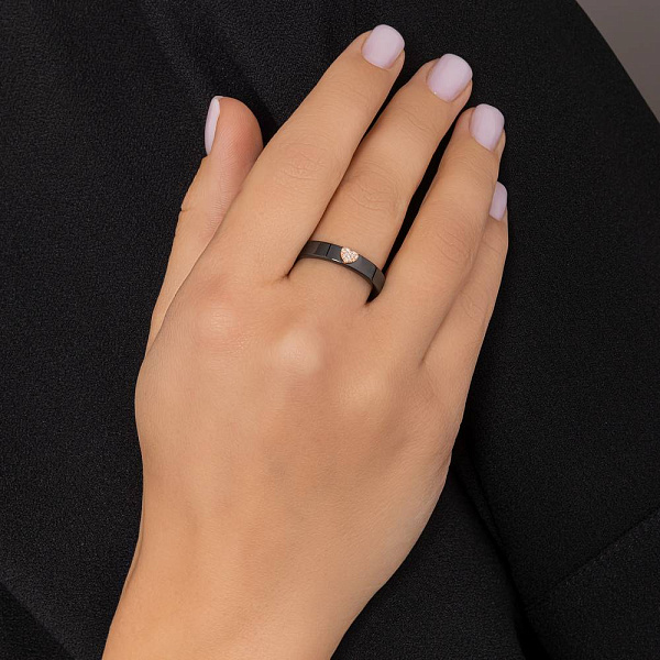 Кольцо из черной керамики и золота с бриллиантами (арт. К011793кч) – изображение 4