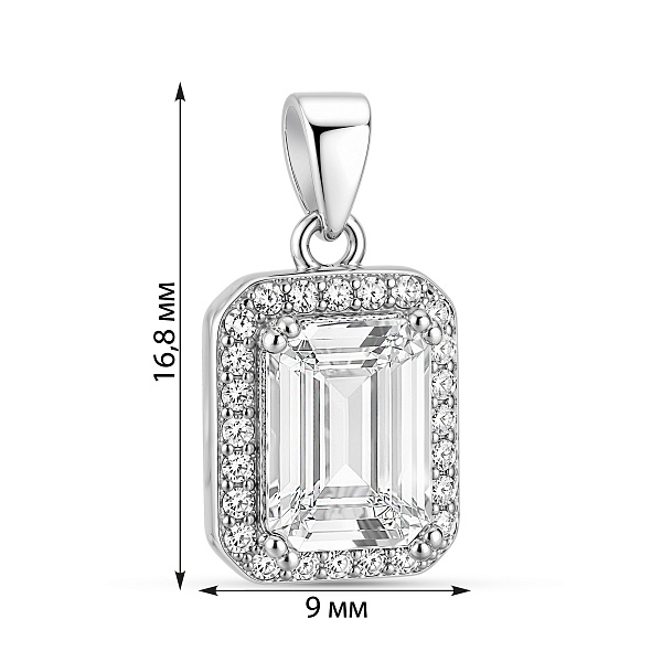 Серебряная подвеска прямоугольник с фианитами (арт. 7503/4623/2) – изображение 2