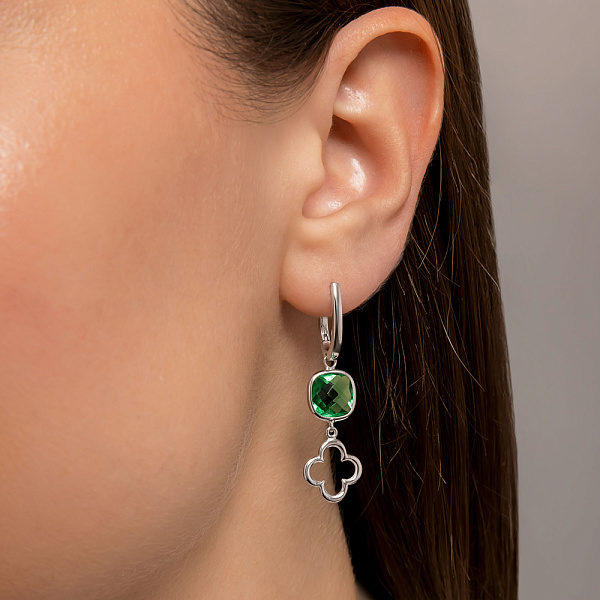 Сережки-подвески из белого золота с кварцем (арт. 106464бПкз) – изображение 2