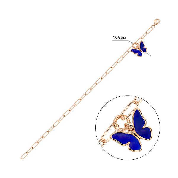 Золотий браслет Метелик з емаллю (арт. 3261030ес) – зображення 2