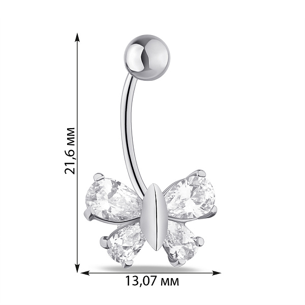 Серебряный пирсинг для пупка "Бабочка" (арт. 7512/7002р) – изображение 2