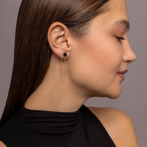 Золоті сережки Лýна з емаллю (арт. 110027ч) – зображення 4