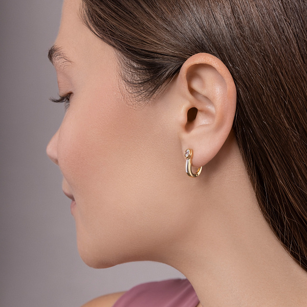 Золотые серьги с фианитом (арт. 114400ж) – изображение 3