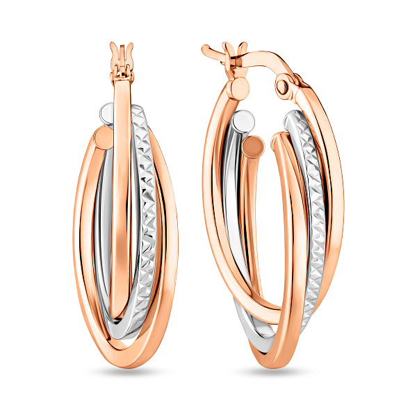 Серьги-кольца из комбинированного золота (арт. 104963/30кб) – изображение 1