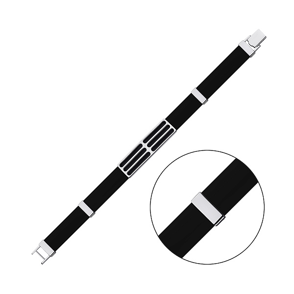 Каучуковый браслет с серебряными вставками (арт. 7609/46072р) – изображение 1