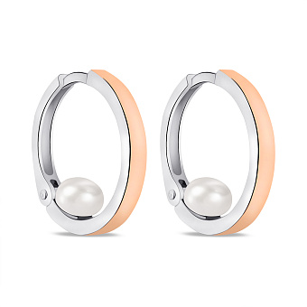 Серебряные серьги-кольца с жемчугом (арт. 7202/1985жб)