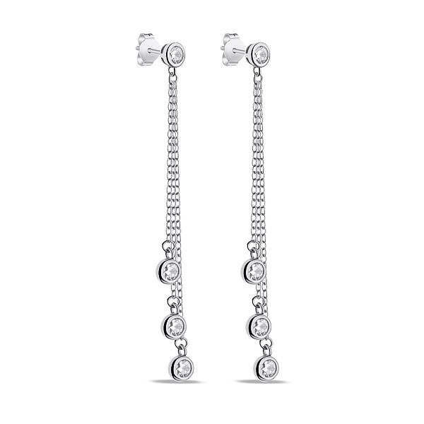Длинные серебряные серьги Trendy Style с фианитами (арт. 7518/6872) – изображение 1