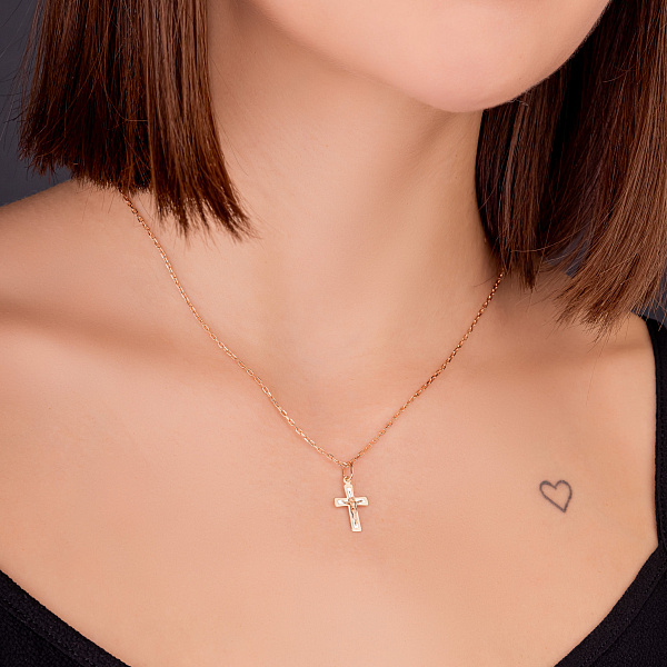 Золотой нательный крестик с распятием (арт. 528700) – изображение 2